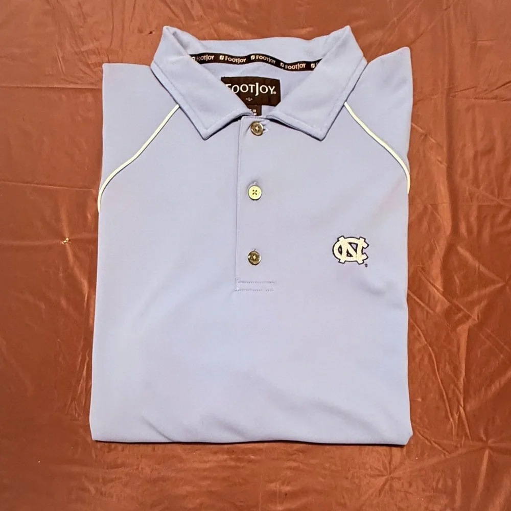 FootJoy Blue and White UNC Polo Active Golf Shirt Size Large - Picture 2 of 10